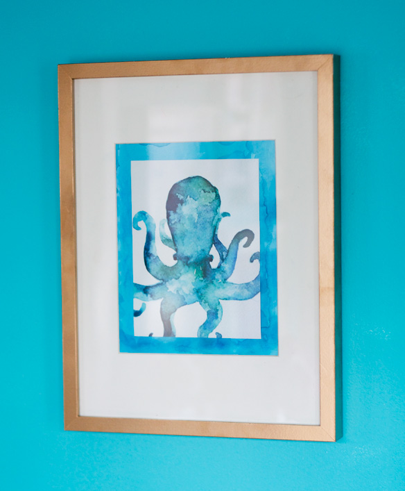 Earl Octopus Print - Wobins - Society6 - Gold Ikea Ribba Frame