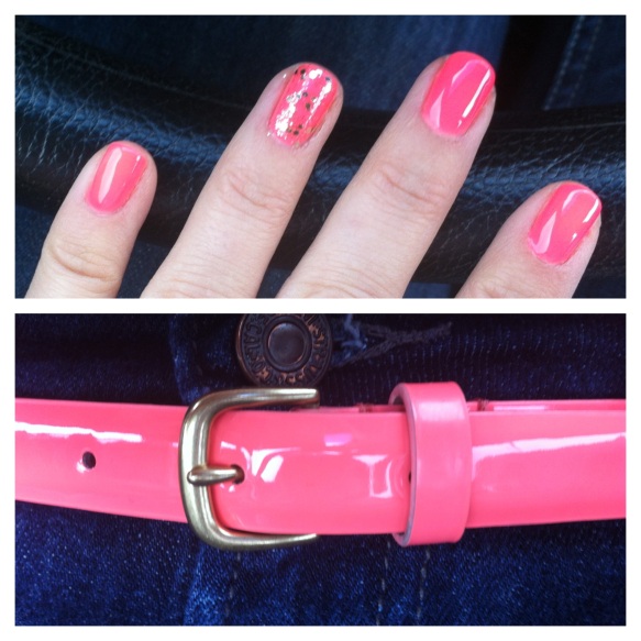 Neon Coral Belt and Nails